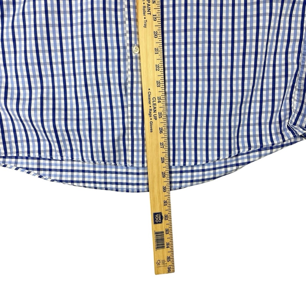 Men's Michael Kors 100% Cotton Blue & White Plaid Long Sleeve Button Down 0023 - Picture 7 of 8